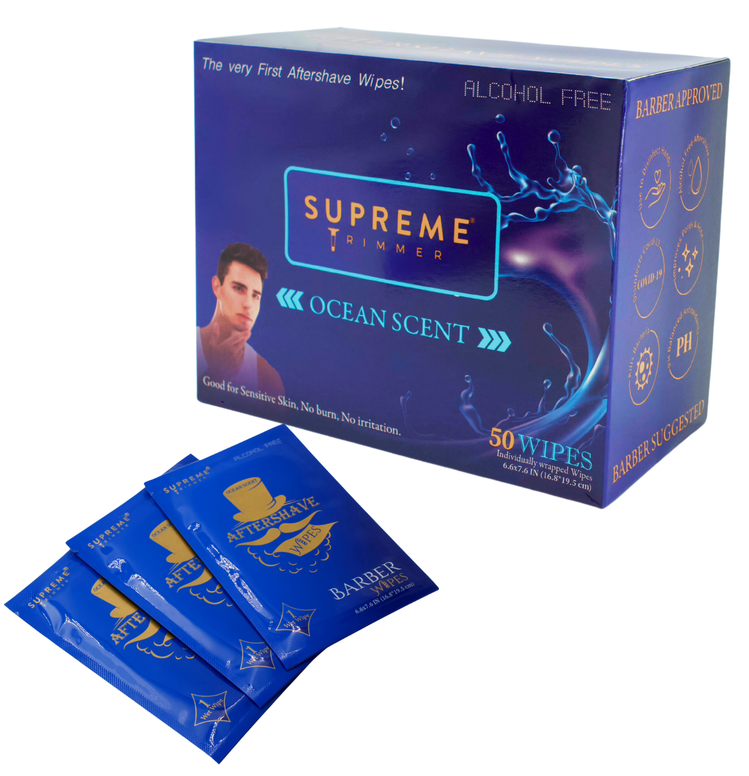 Aftershave Wipes™ by Supreme Trimmer Aftershave infused Wipes