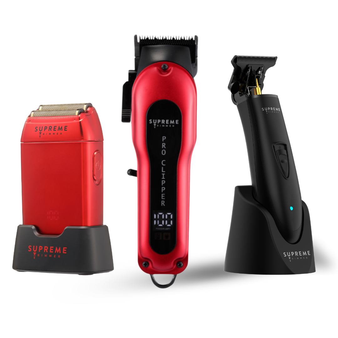 3-in-1 Starter Set - Hair Trimmer, Clipper, and Shaver - Supreme Trimmer Mens Trimmer Grooming kit
#COLOR_RED
