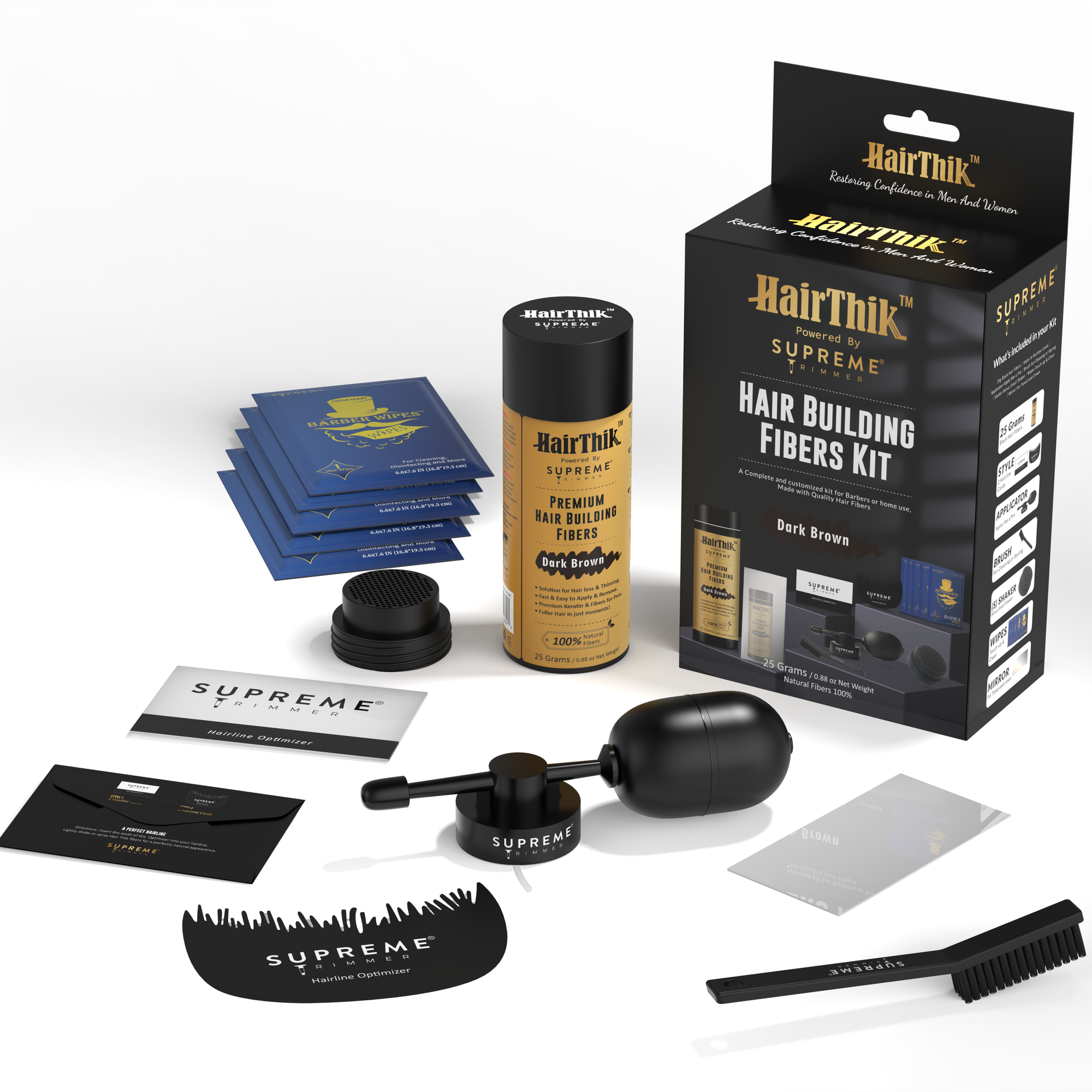 HairThik Hair Fibers Kit - Hair Fiber Kit - Supreme Trimmer Mens Trimmer Grooming kit 
#COLOR_DARK BROWN