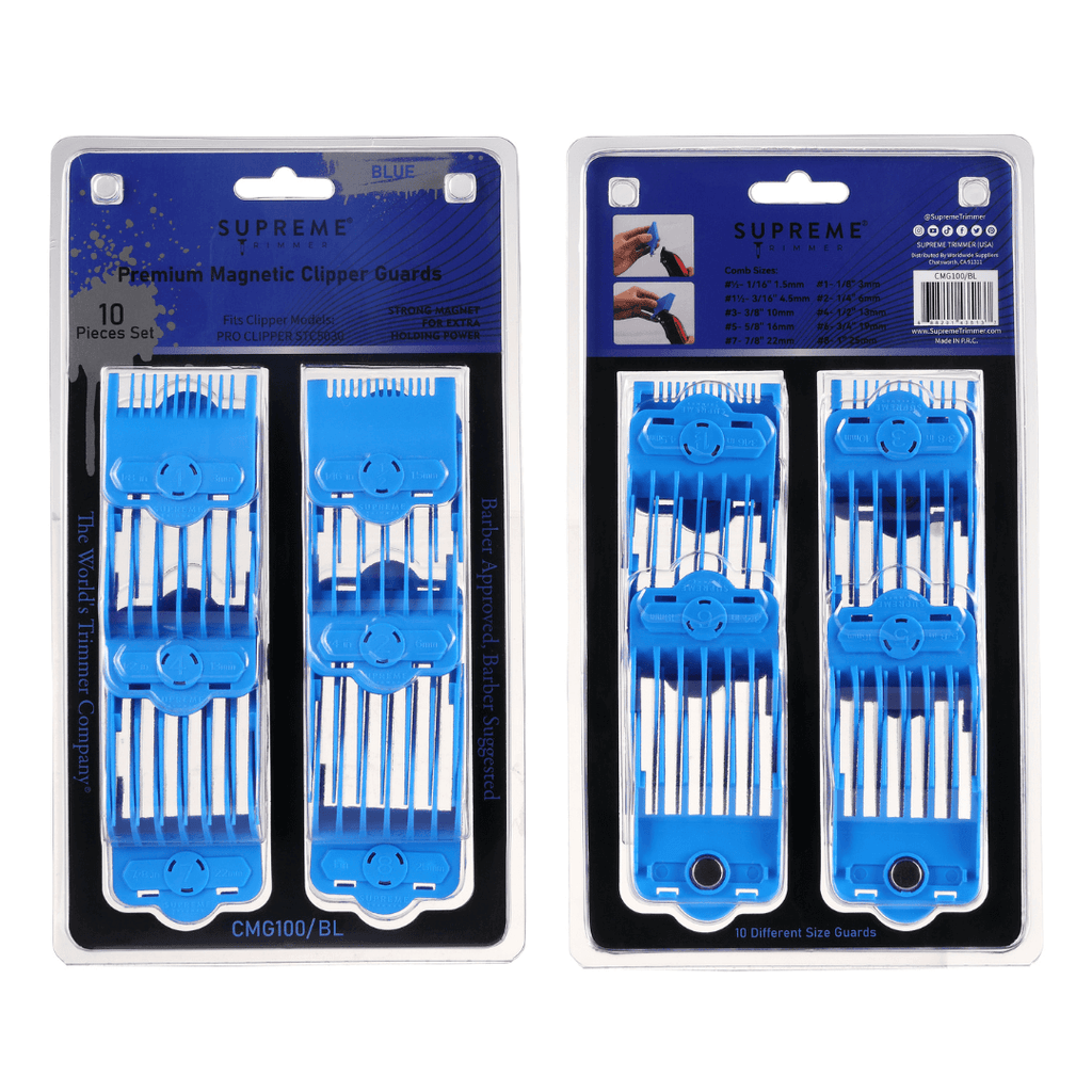 Magnetic/Clip Guards for Clippers (10 piece) CMG100 - Clipper guards - Supreme Trimmer Mens Trimmer Grooming kit 
#COLOR_BLUE