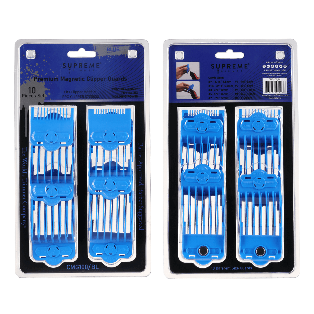 Magnetic/Clip Guards for Clippers (10 piece) CMG100 - Clipper guards - Supreme Trimmer Mens Trimmer Grooming kit 
#COLOR_BLUE
