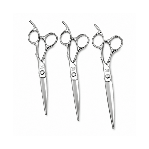 Supreme Trimmer professional barber shears shown in 3 available size options