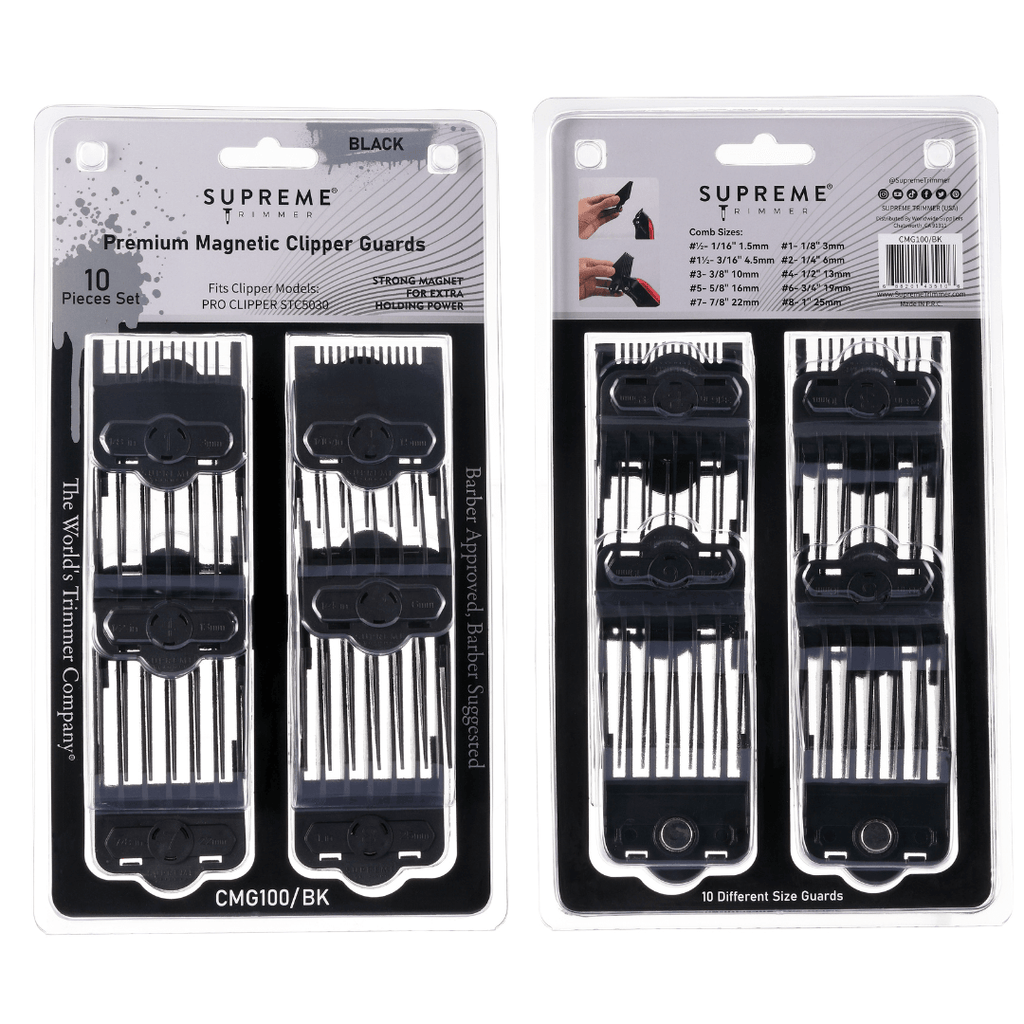 Magnetic/Clip Guards for Clippers (10 piece) CMG100 - Clipper guards - Supreme Trimmer Mens Trimmer Grooming kit 
#COLOR_BLACK