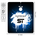 Supreme Trimmer extra-long barber cape blue and white design with 55-inch width