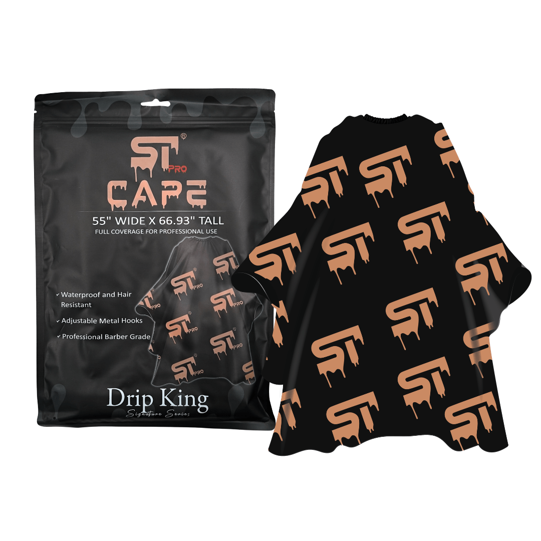 Supreme Trimmer Orange Drip professional barber cape packaging and design