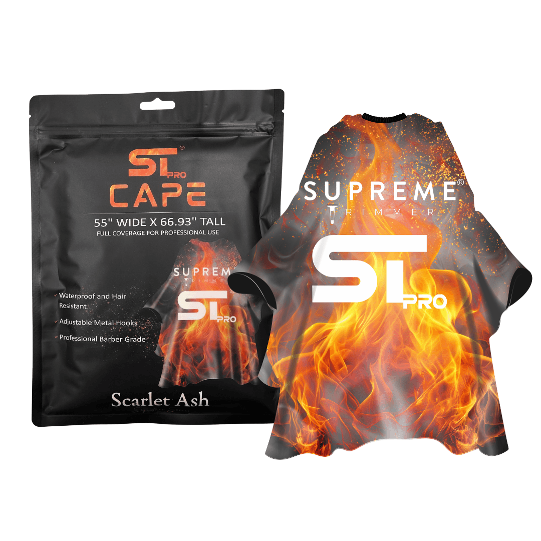 Supreme Trimmer orange flame professional barber cape packaging and design