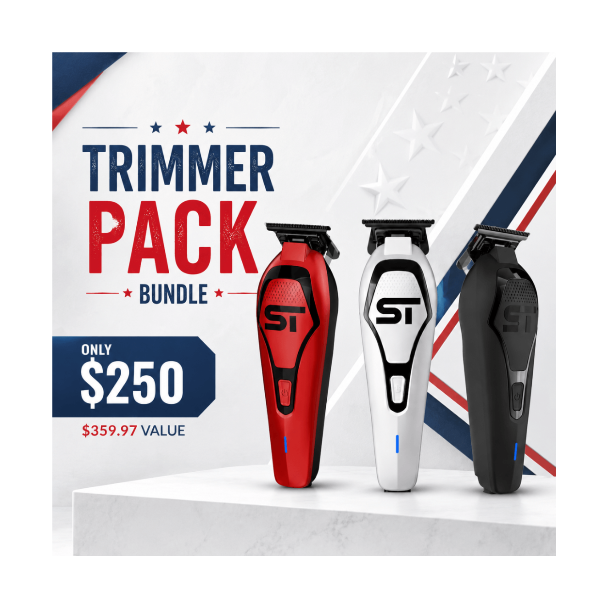 The Trimmer Pack Bundle: Limited Edition DarkStar 72 3-Piece Set (Red, White & Black)