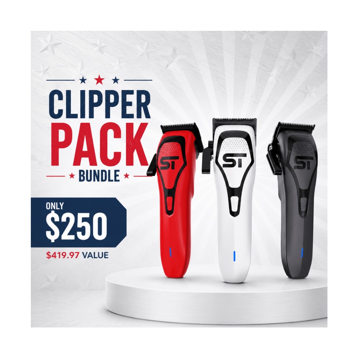 The Clipper Pack Bundle: Limited Edition DarkStar 72 3-Piece Set (Red, White & Black)
