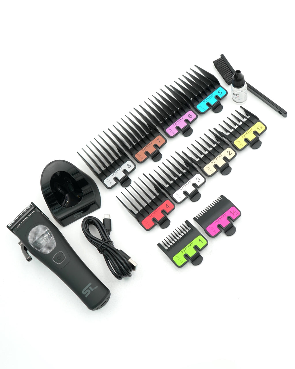 TORQ™ cordless hair clipper with guide combs and barber accessories