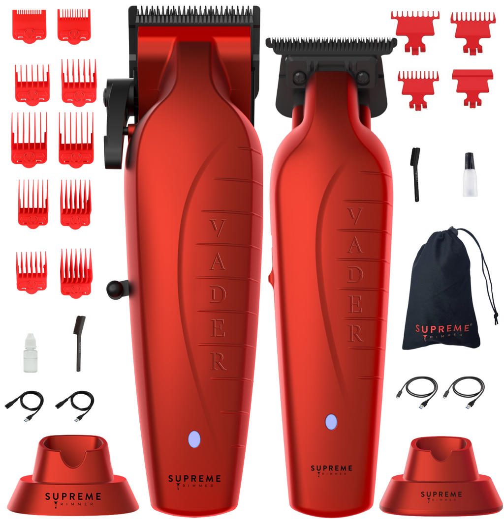 Vader™ Clipper & Vader™ Trimmer Set - Hair Clippers & Trimmers - Supreme Trimmer Mens Trimmer Grooming kit 
#COLOR_RED