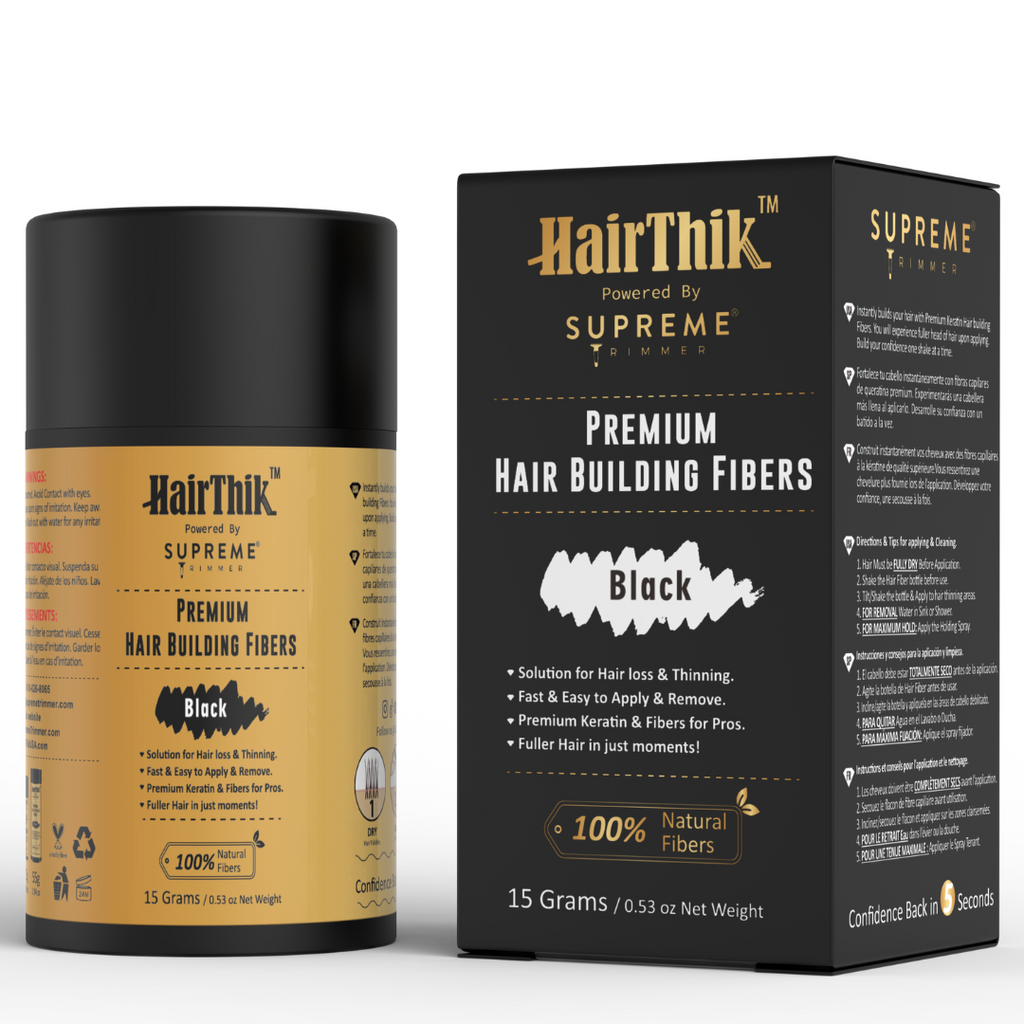 HairThik Hair Fibers - 15 grams - Hair Fiber - Supreme Trimmer Mens Trimmer Grooming kit 
#COLOR_BLACK