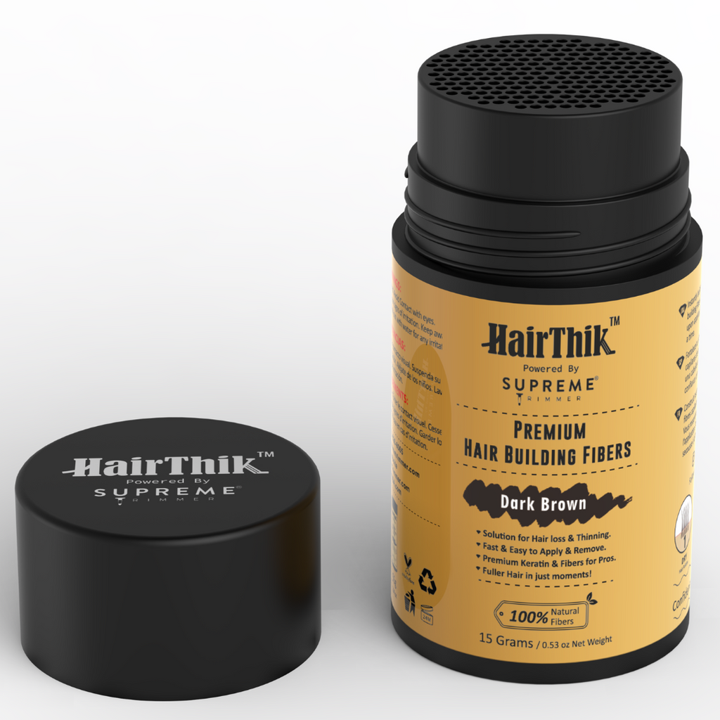 HairThik Hair Fibers - 15 grams - Hair Fiber - Supreme Trimmer Mens Trimmer Grooming kit 
#COLOR_DARK BROWN