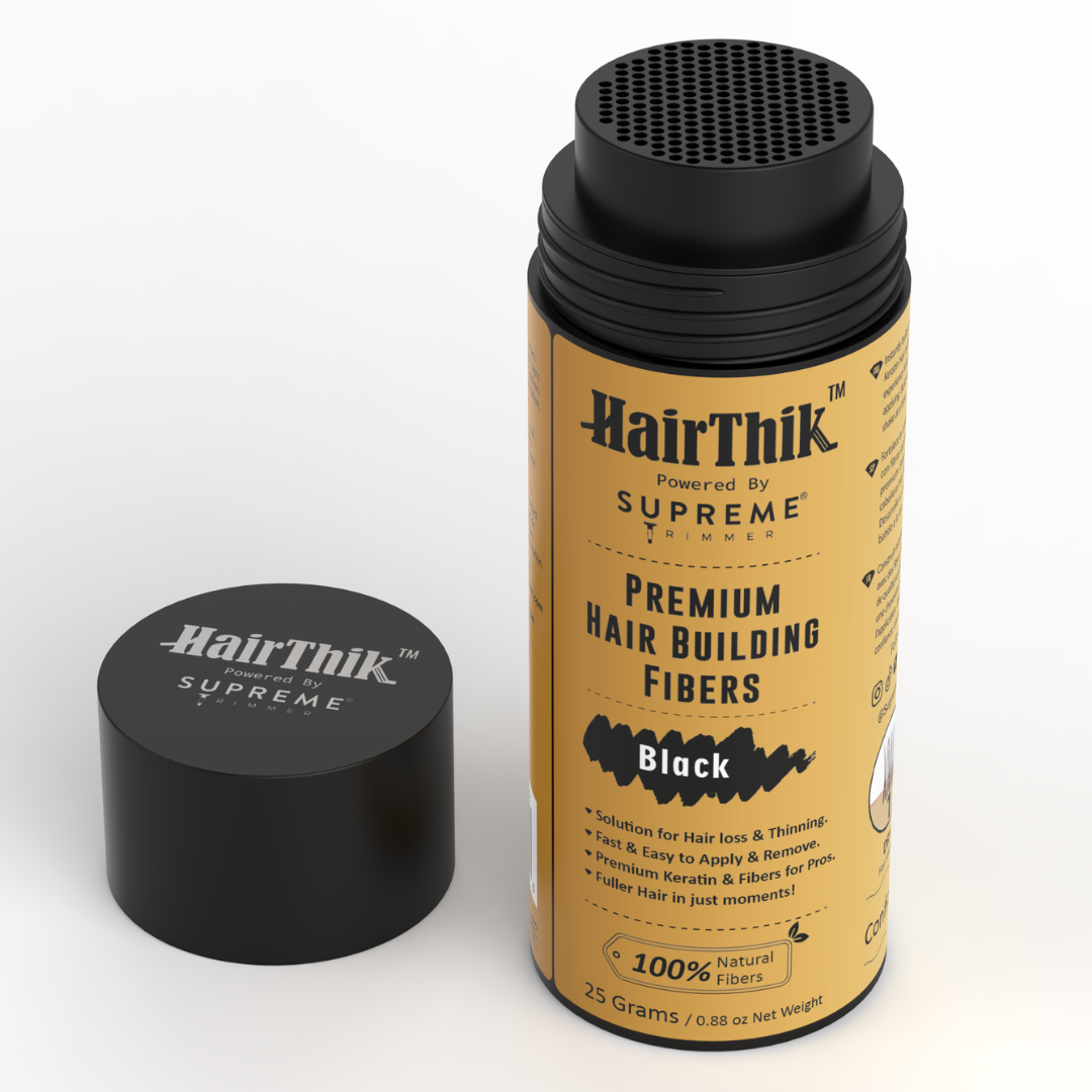 HairThik Hair Fibers - 25 grams - Hair Building Fibers - Supreme Trimmer Mens Trimmer Grooming kit 
#COLOR_BLACK