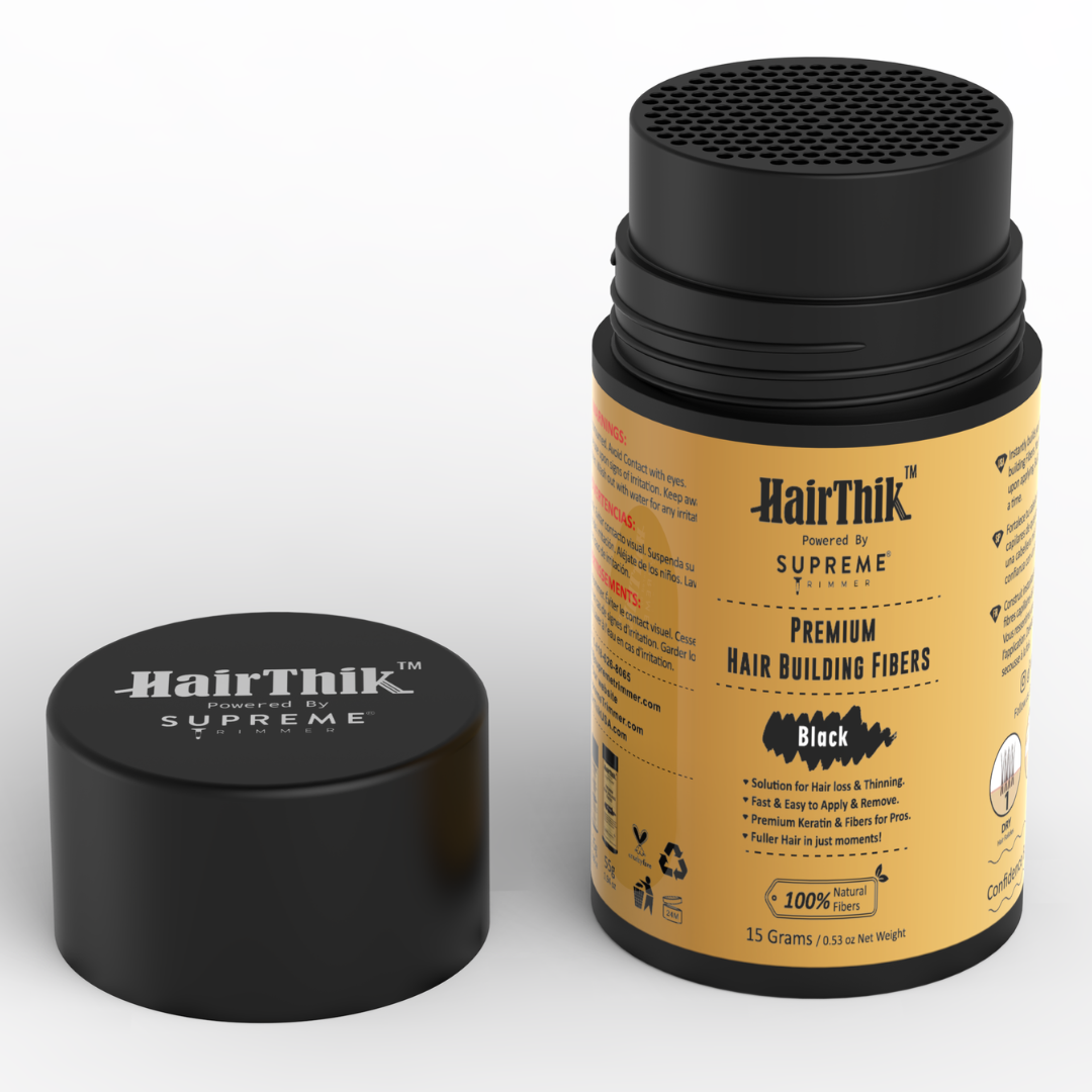 HairThik Hair Fibers - 15 grams - Hair Fiber - Supreme Trimmer Mens Trimmer Grooming kit 
#COLOR_BLACK