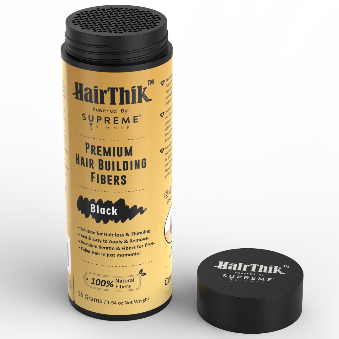 HairThik Hair Fibers - 55 grams - Hair Fiber - Supreme Trimmer Mens Trimmer Grooming kit 
#COLOR_BLACK