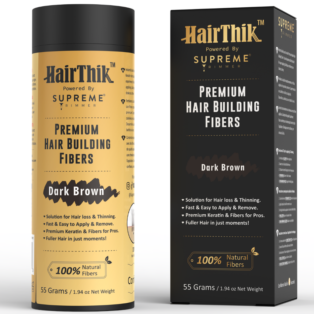 HairThik Hair Fibers - 55 grams - Hair Fiber - Supreme Trimmer Mens Trimmer Grooming kit 
#COLOR_DARK BROWN