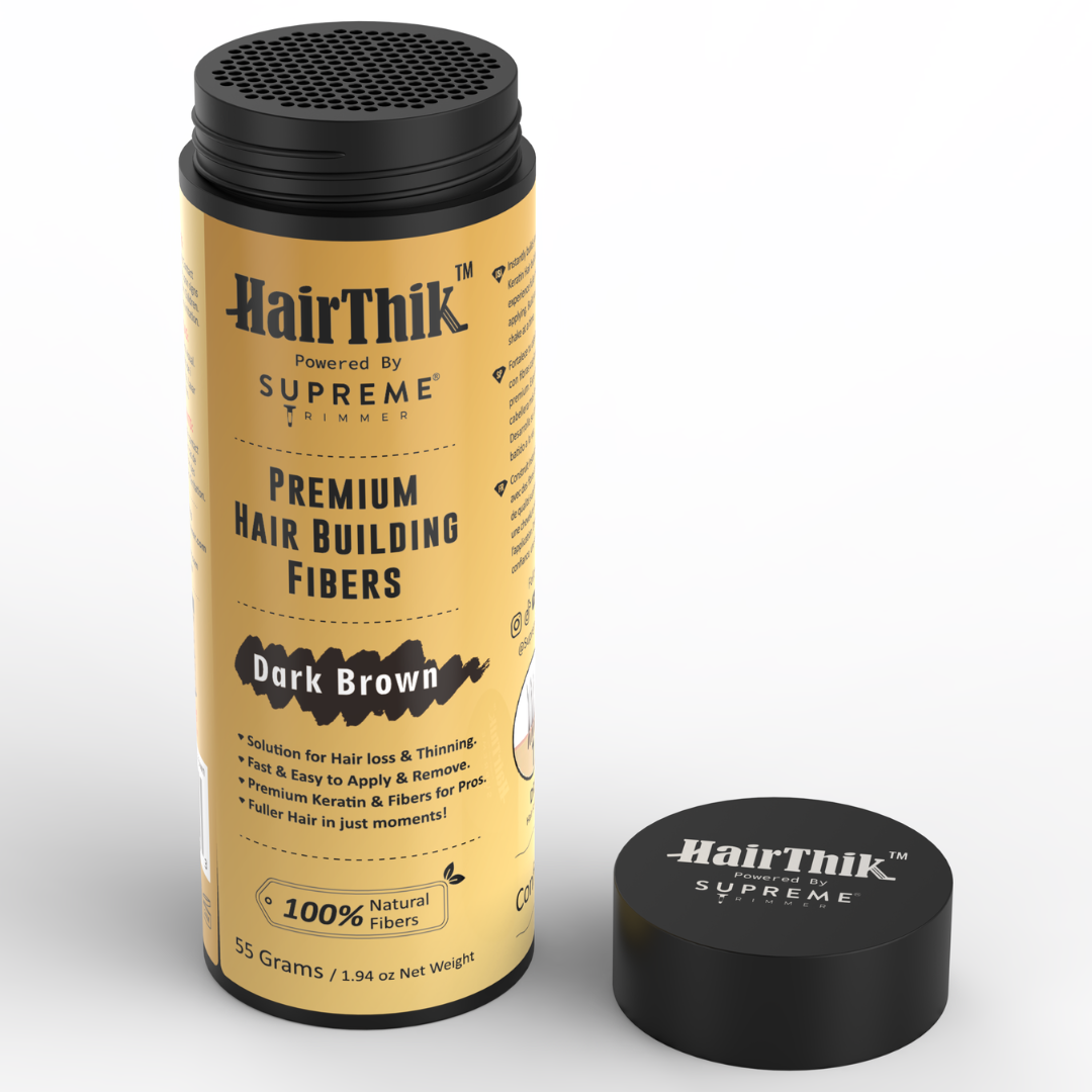 HairThik Hair Fibers - 55 grams - Hair Fiber - Supreme Trimmer Mens Trimmer Grooming kit 
#COLOR_DARK BROWN