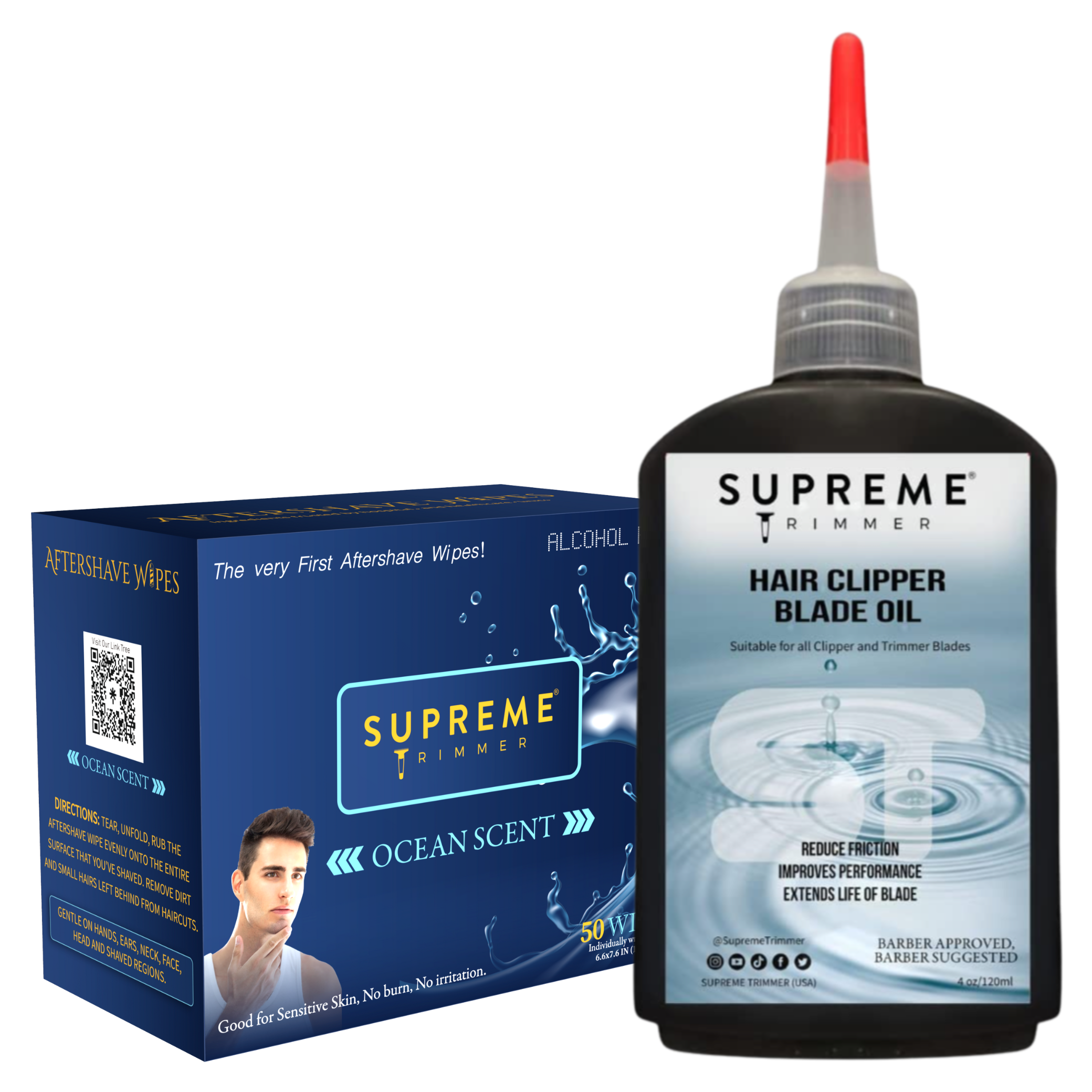 Aftershave Wipes & Clipper Oil Bottle Set